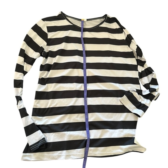 Black and White Midi Dress with Classic Stripes - Picture 2 of 3